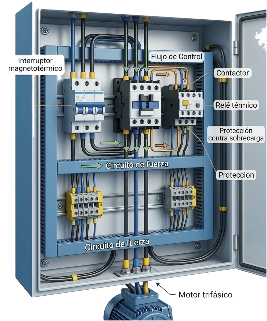 Componentes eléctricos WEG: interruptor magnetotérmico, contactor y relé térmico