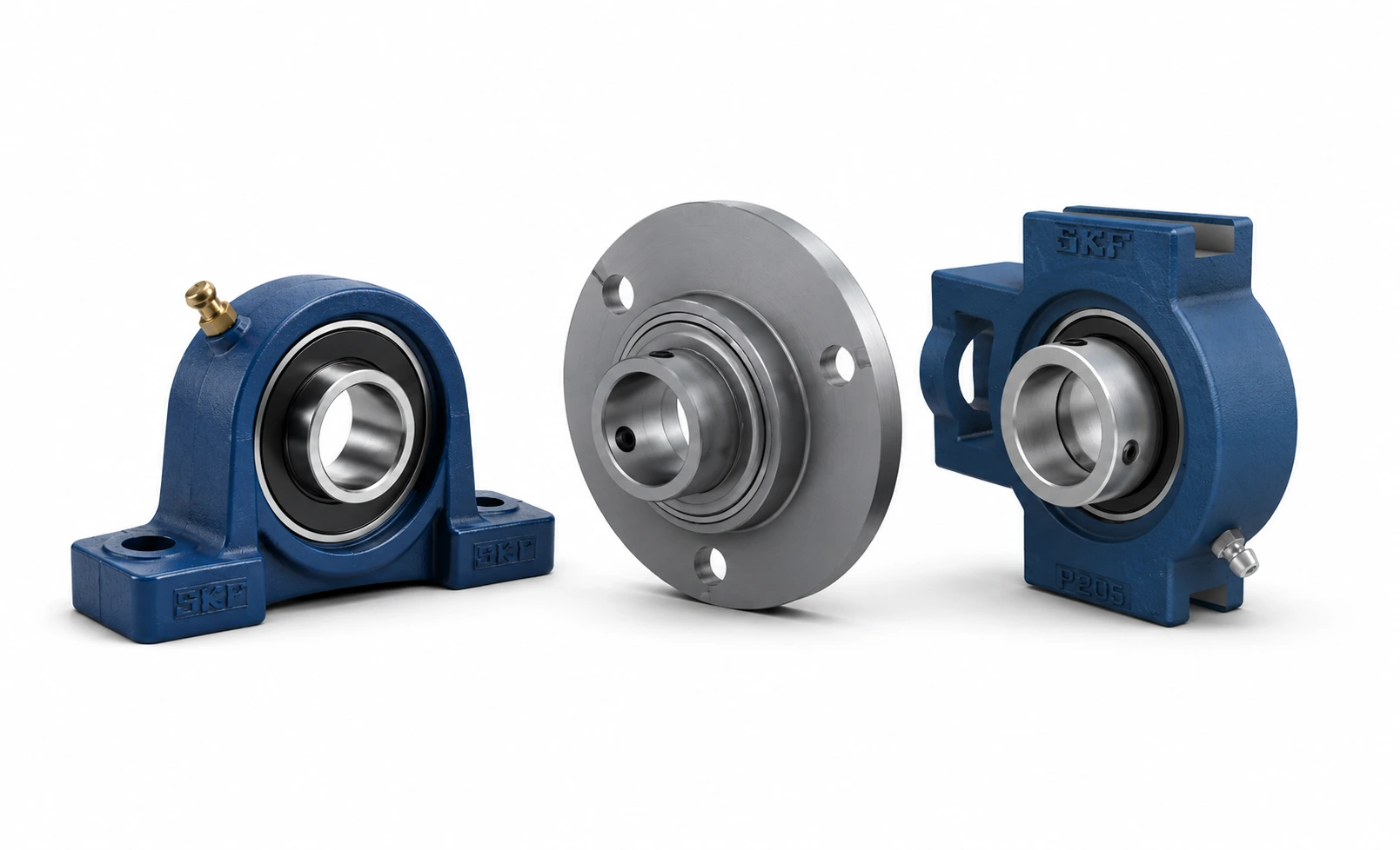 Set de soportes SKF: soporte de pie, soporte de brida circular y soporte take-up