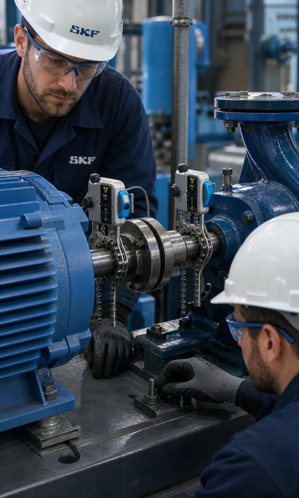 Alineación de motor y bomba mediante equipos láser SKF