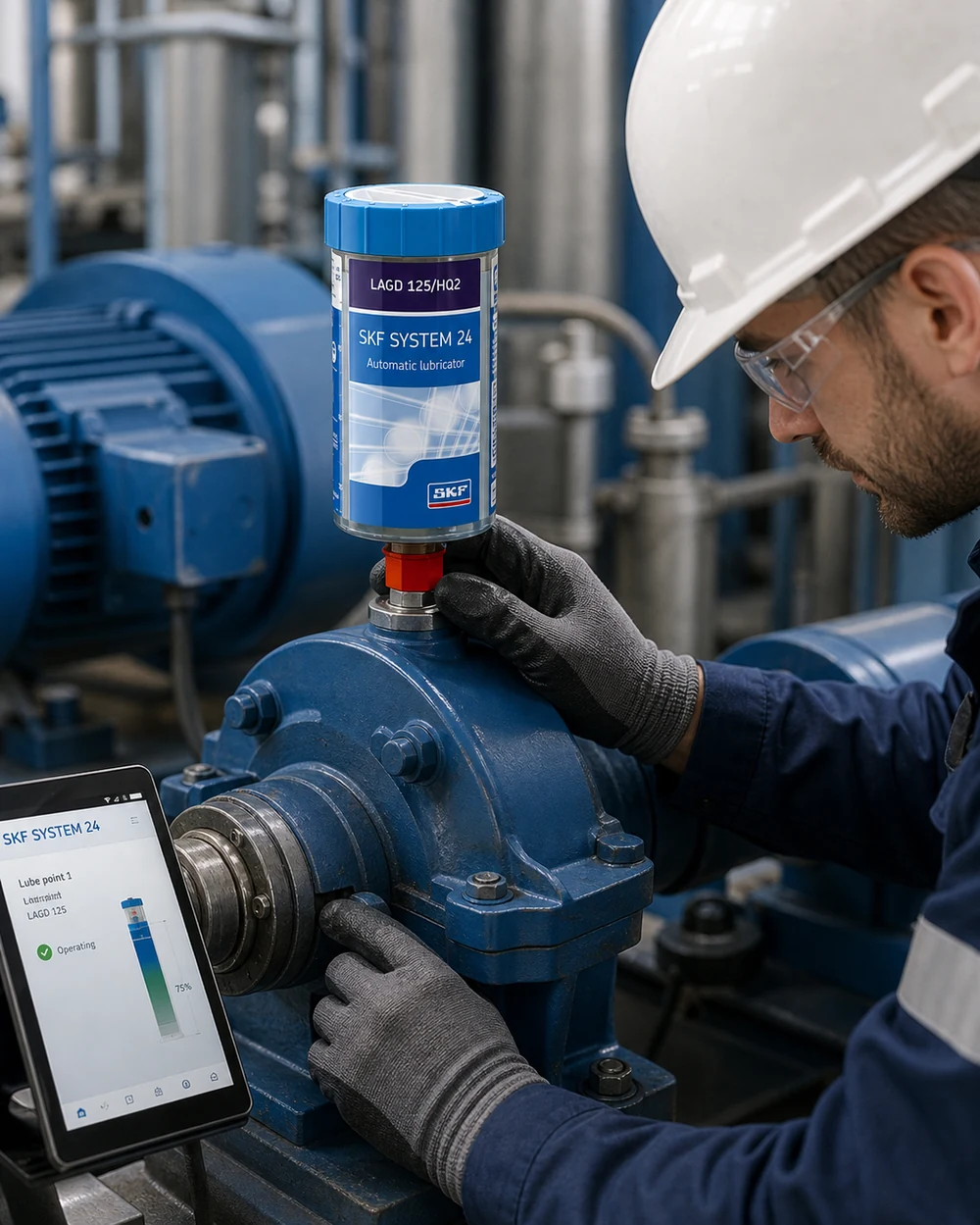Instalación y control del lubricador automático SKF SYSTEM 24